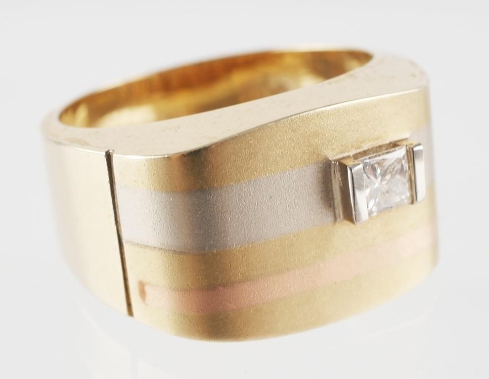 14K TRICOLOR GOLD 1/4 CARAT DIAMOND