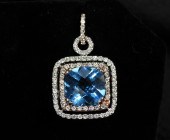 14K TRICOLOR GOLD BLUE TOPAZ &