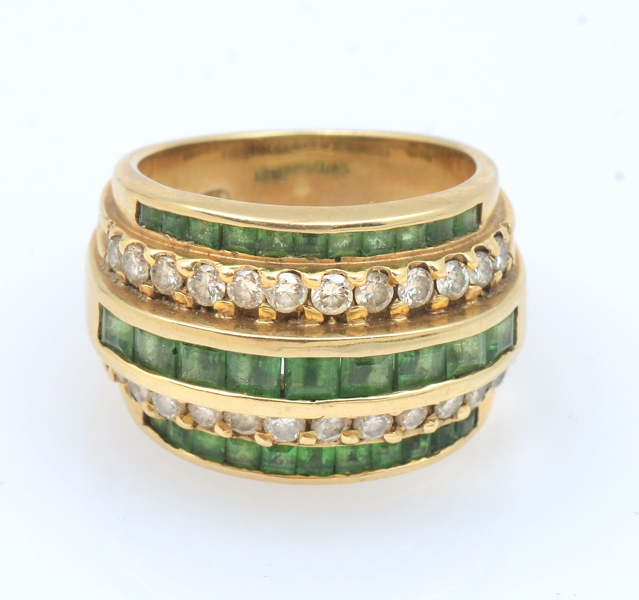 14K TSAVORITE & DIAMOND RING: 14K