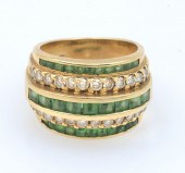 14K TSAVORITE & DIAMOND RING: