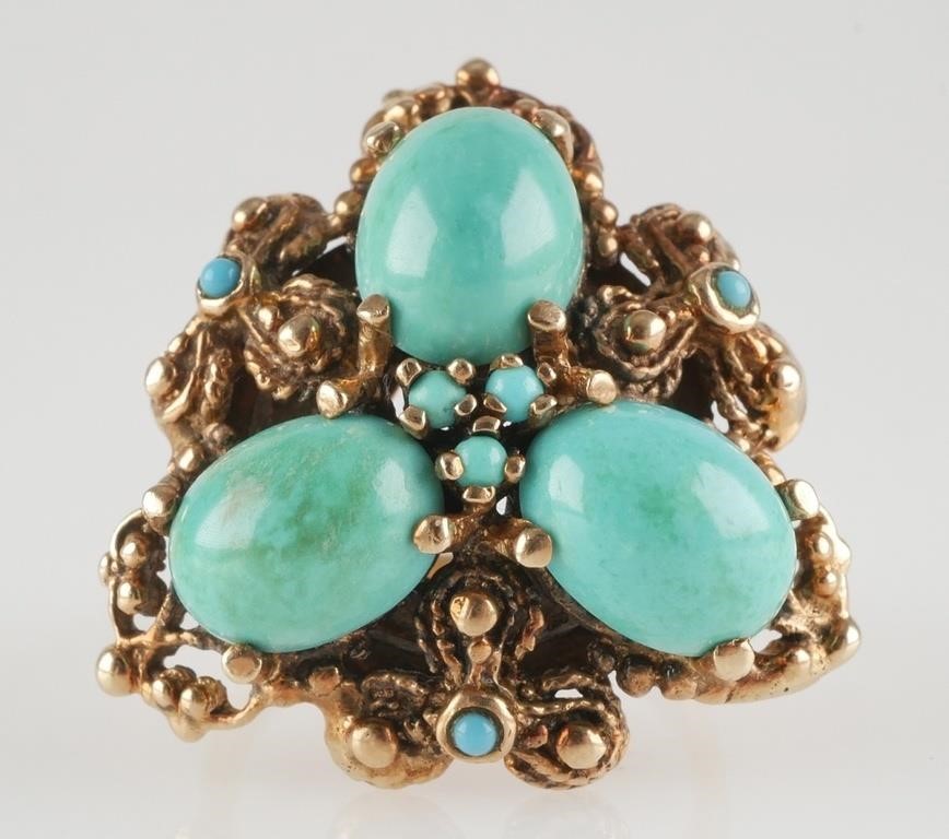 14K TURQUOISE RINGCluster design
