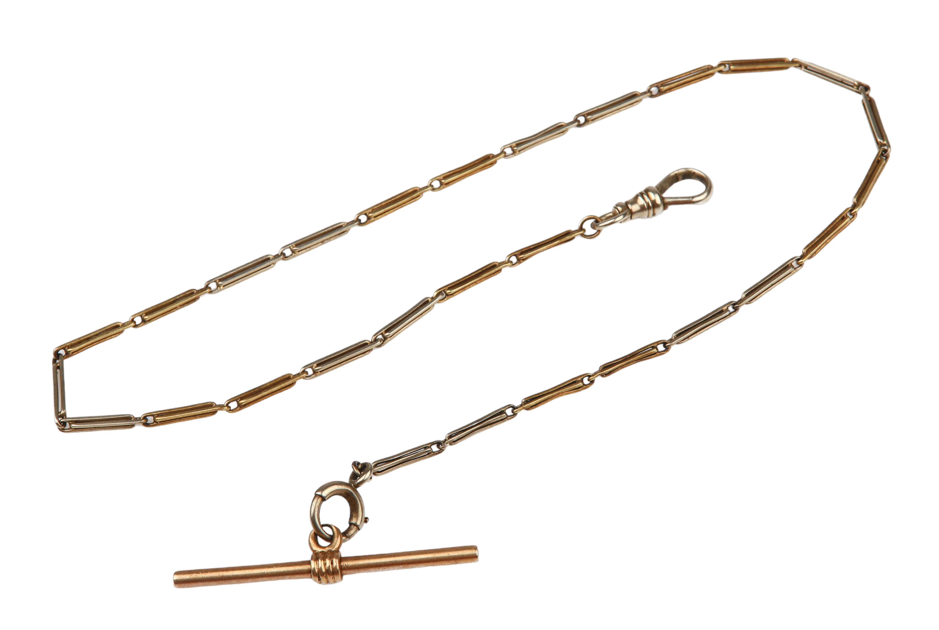 14K two-tone gold watch chain, 14