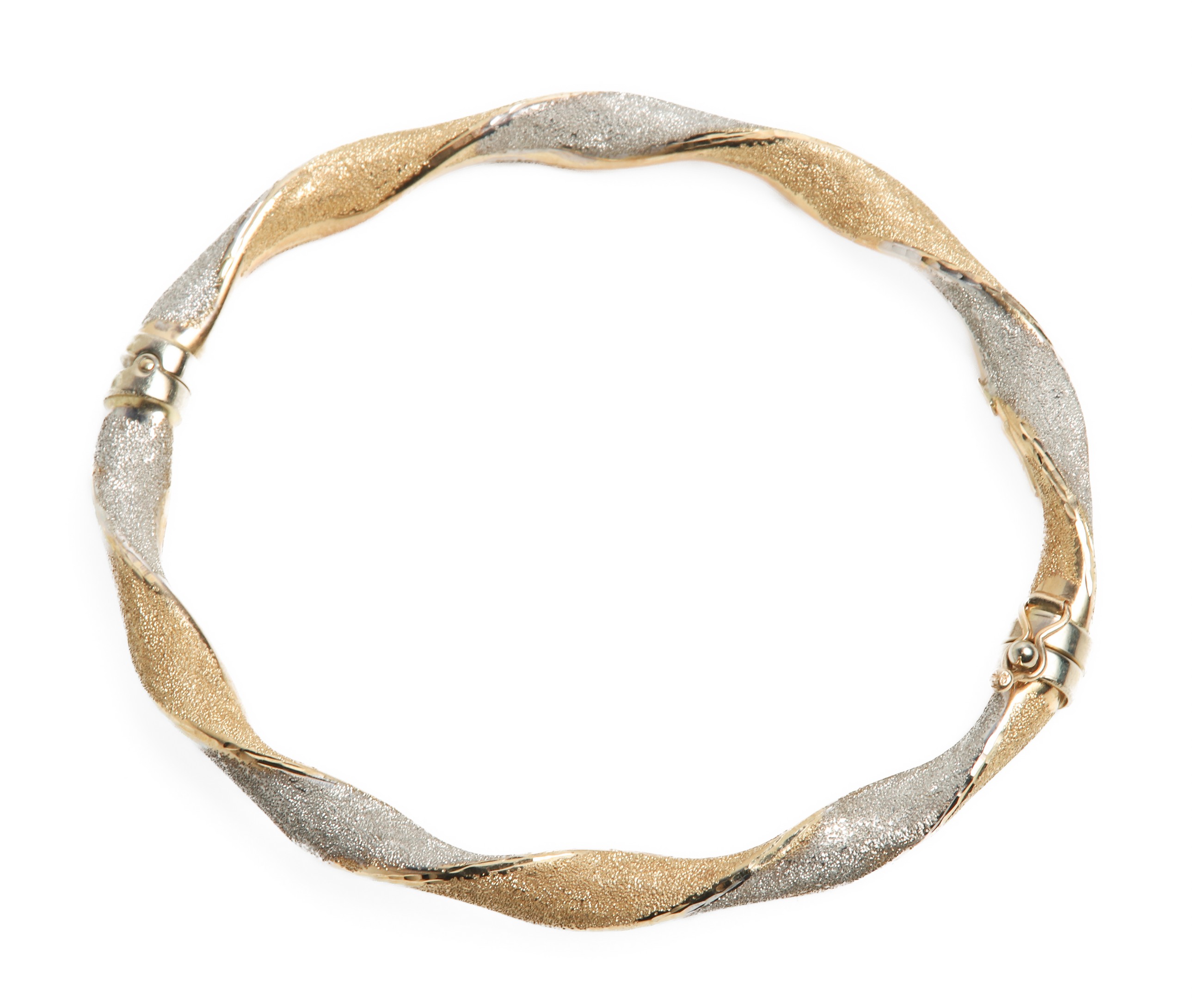 14K two tone twist bangle, 4.7 DWT,