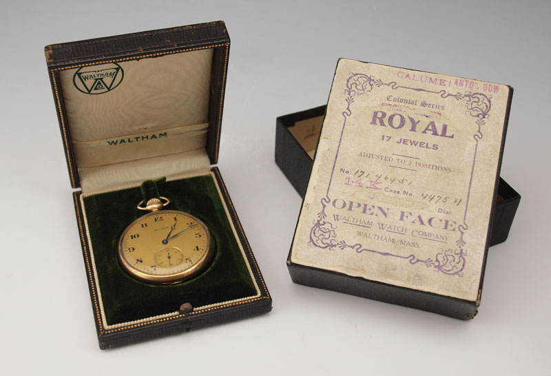 14K WALTHAM POCKET WATCH IN