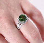 14K WG 2.2CT GREEN TOPAZ & DIA