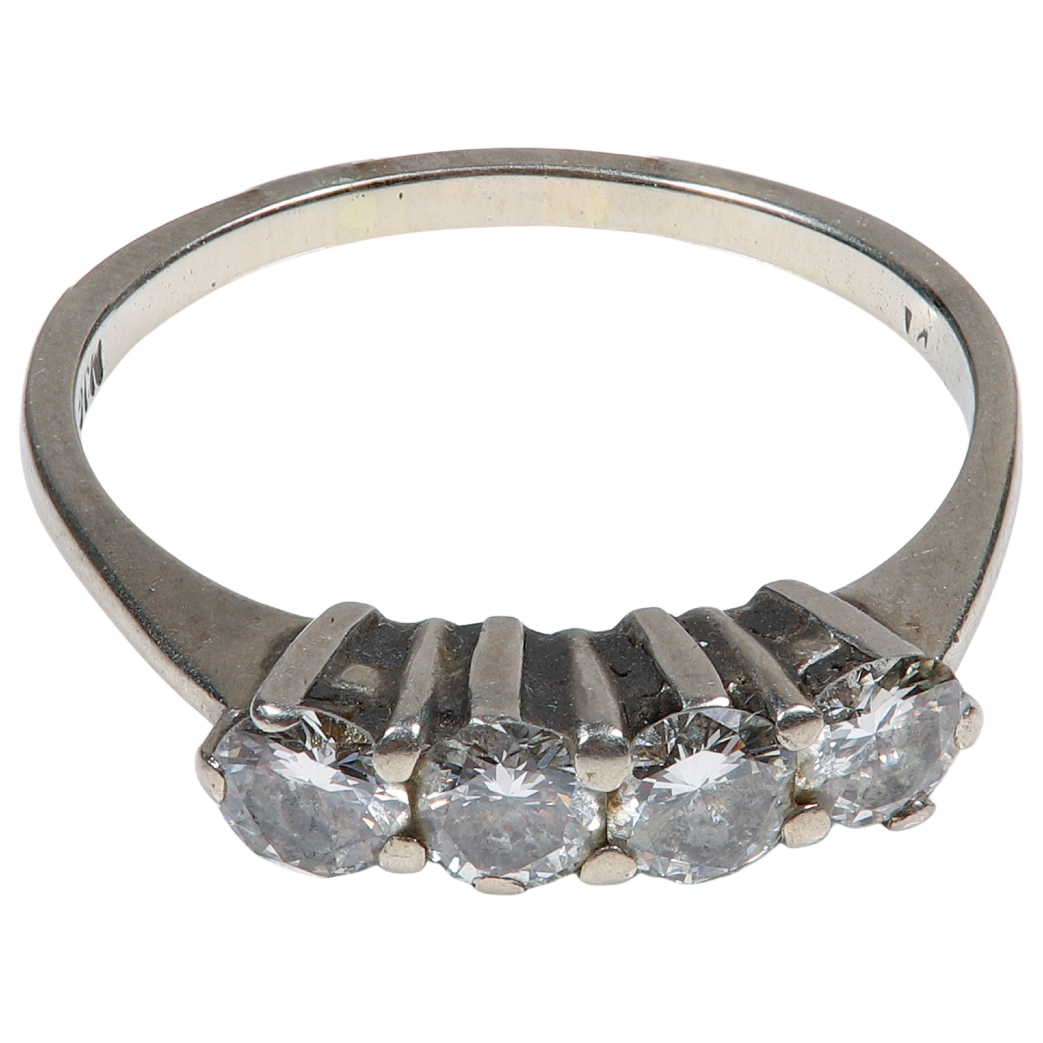 14K WG 4 Stone Diamond Ladies Ring,