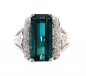 14K WG 9.38CT BLUE TOURMALINE
