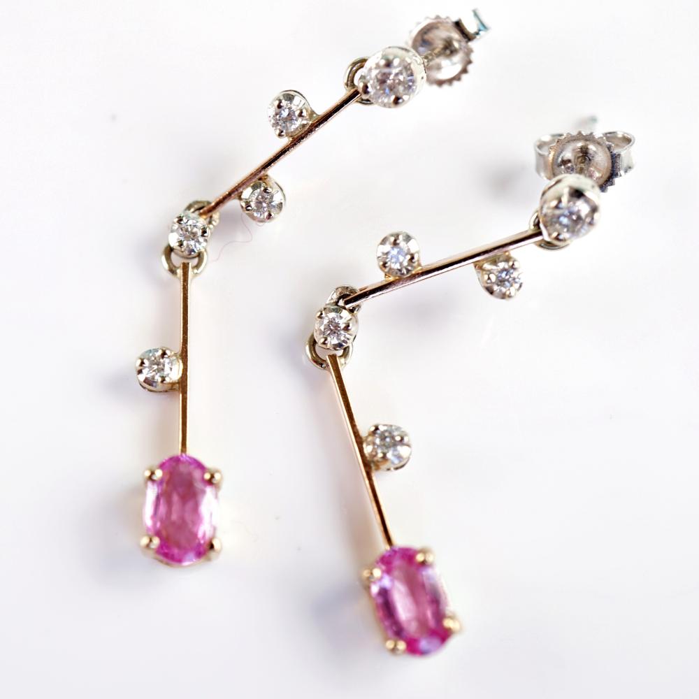 14K WG AND RG SAPPHIRE DROP