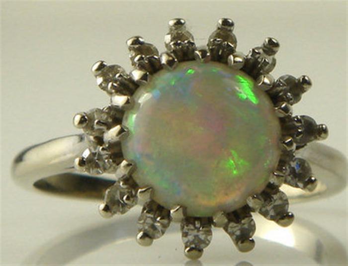 14K WG diamond & opal dinner