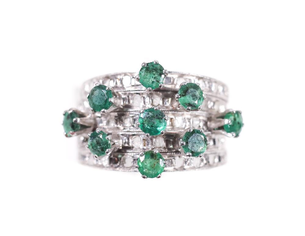 14K WG EMERALD AND DIAMOND