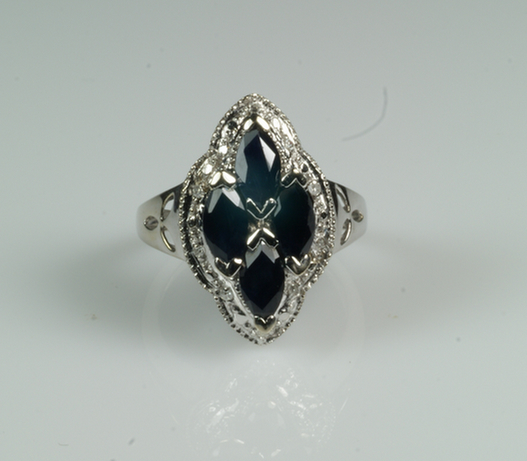 14K WG four stone sapphire ring,