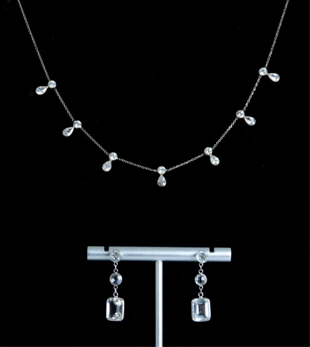 14K WG NECKLACE W/WG TOPAZ