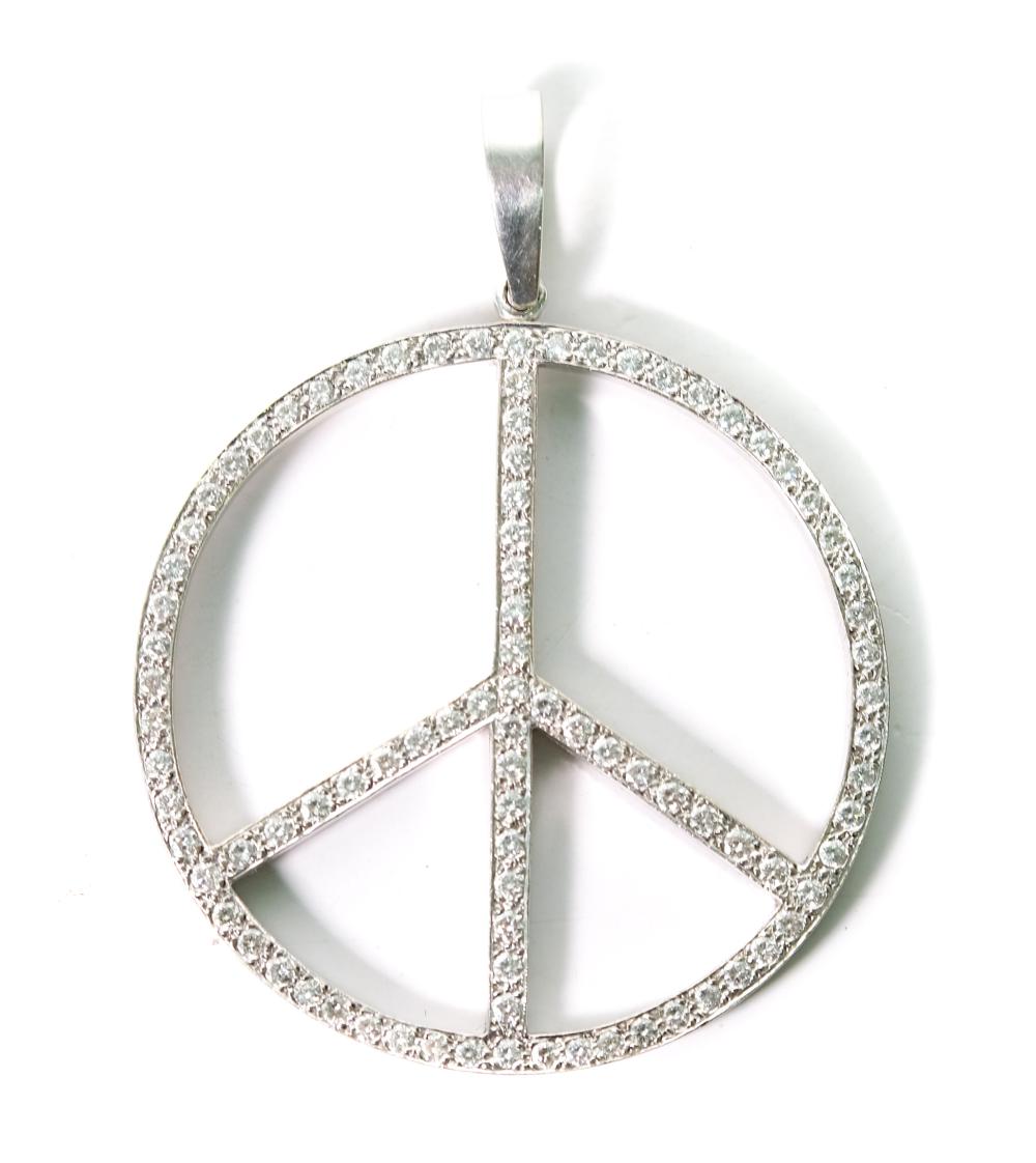 14K WG PEACE SIGN PENDANT
