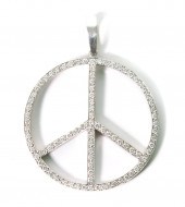 14K WG PEACE SIGN PENDANT W/6.