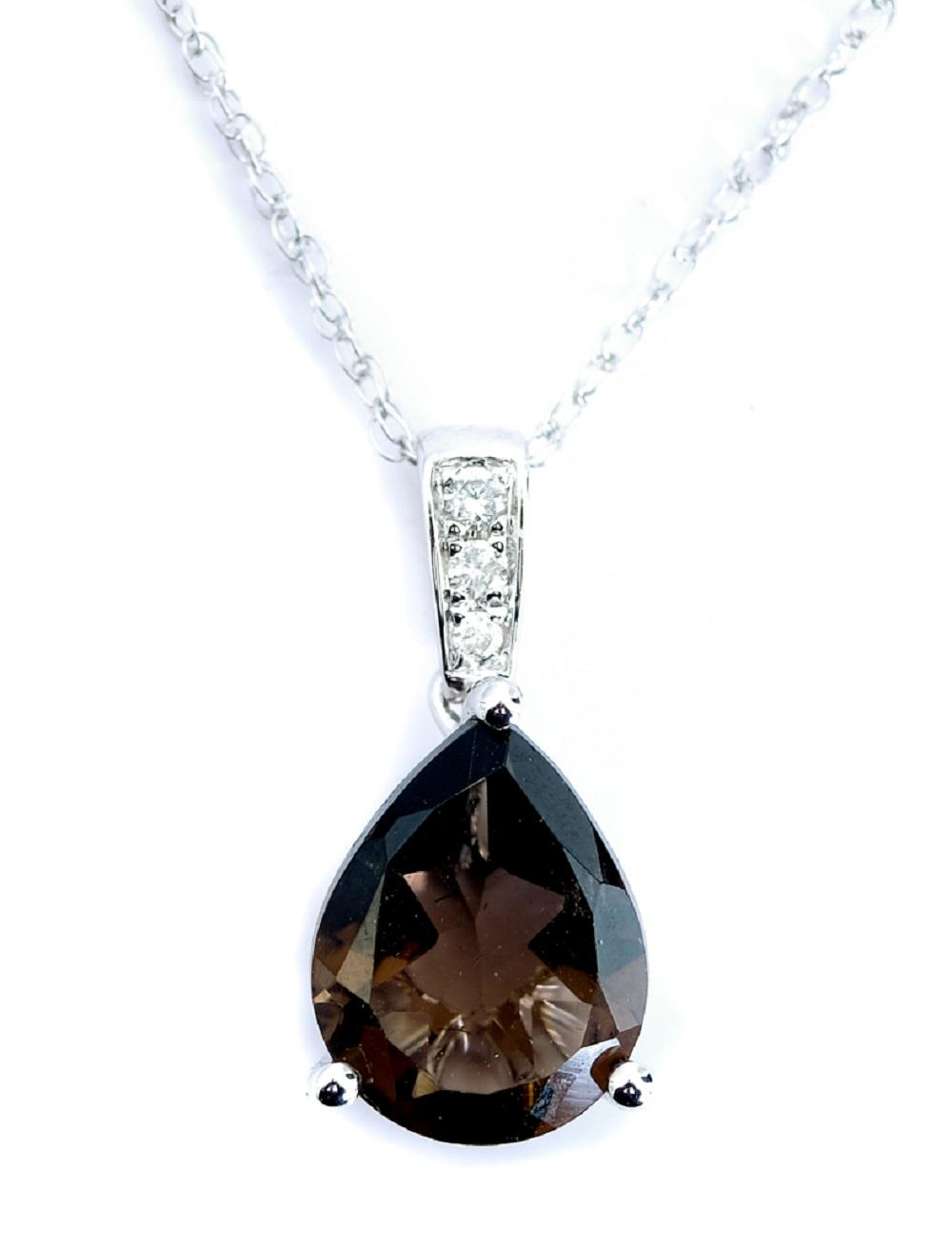 14K WG SMOKEY TOPAZ & DIAMOND