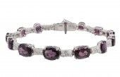 14K WG SPINEL & DIAMOND BRACEL