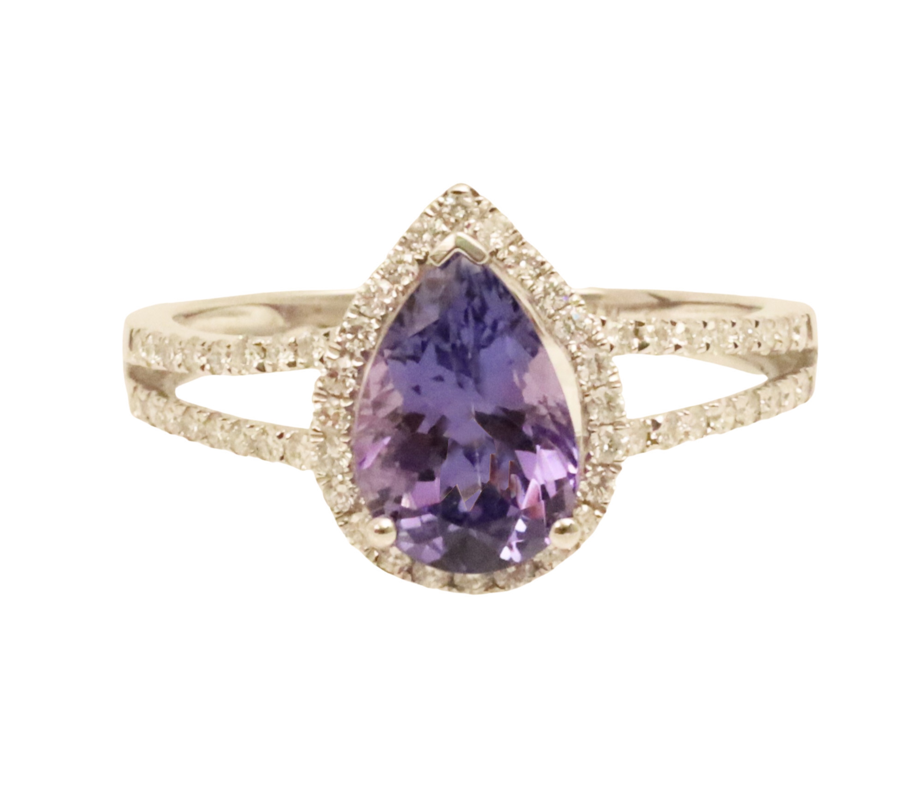 14K WG TANZANITE & DIAMOND RING 14K
