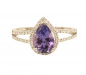 14K WG TANZANITE & DIAMOND RIN