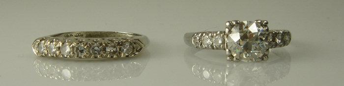 14K WG wedding set, engagement ring