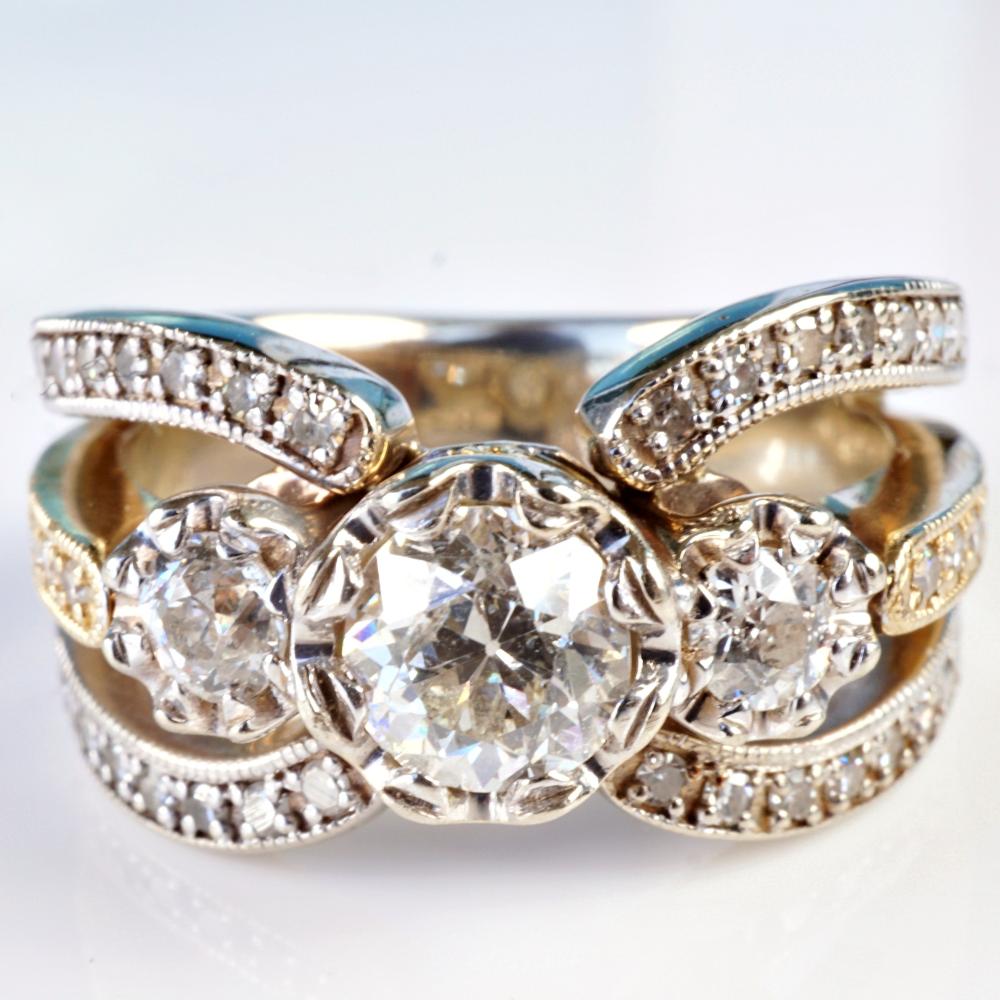14K WG/YG DIAMOND RING SZ 714k
