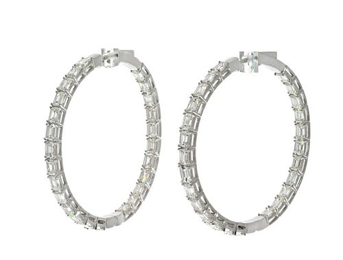 14K WHITE GOLD 8CT EMERALD CUT