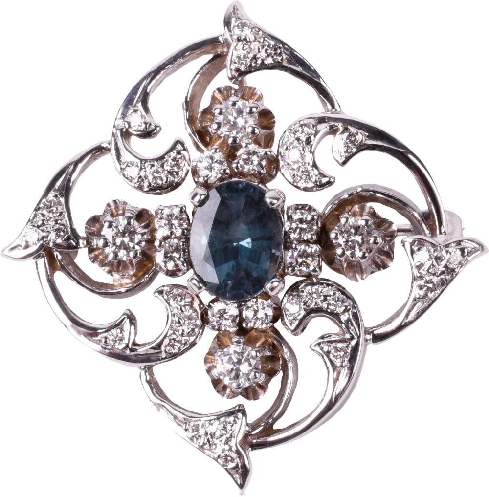 14K WHITE GOLD ALEXANDRITE AND