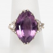 14K WHITE GOLD, AMETHYST, AND