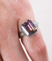 14K WHITE GOLD AMETRINE RING,