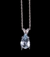14K WHITE GOLD AND AQUAMARINE