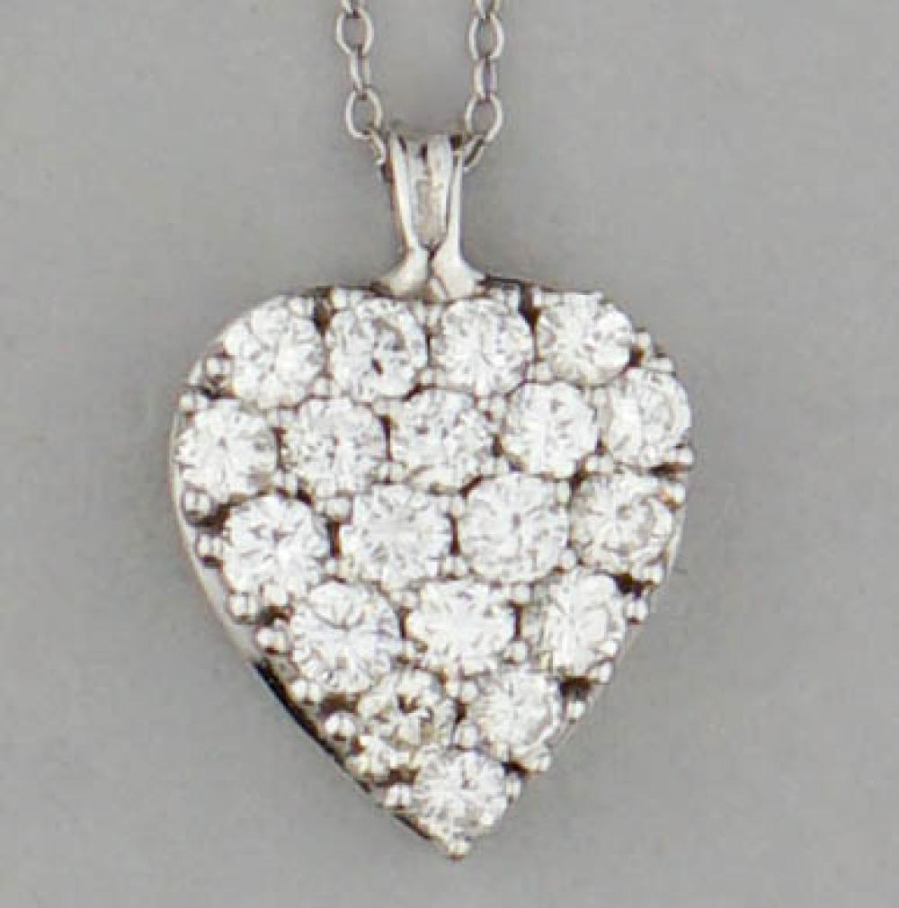 14K WHITE GOLD AND DIAMOND HEART