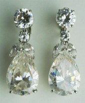 14K WHITE GOLD AND FAUX DIAMON