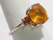14K WHITE GOLD AND ORANGE SAPP
