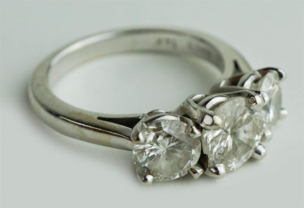 14K WHITE GOLD AND THREE STONE
