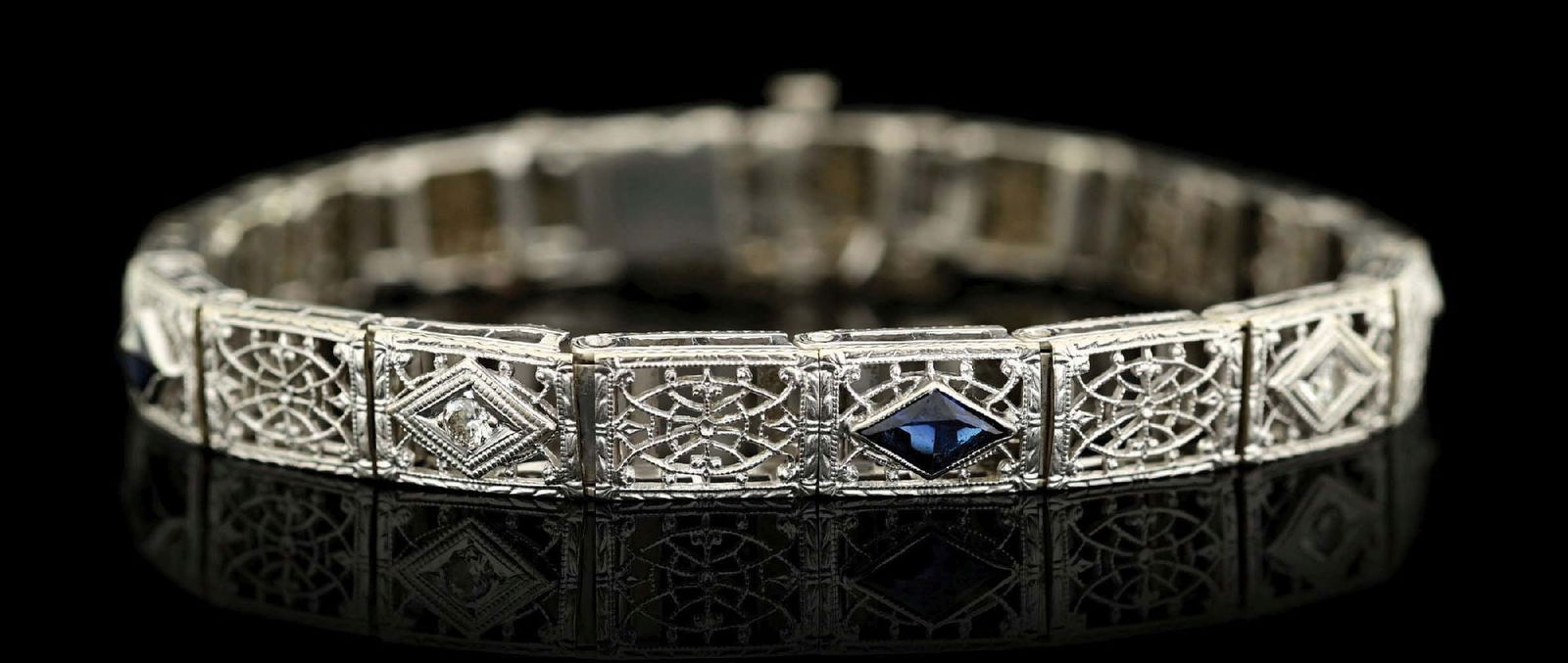 14K WHITE GOLD ANTIQUE DIAMOND &