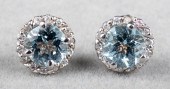 14K WHITE GOLD AQUAMARINE & DI