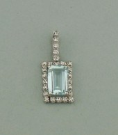14K WHITE GOLD, AQUAMARINE AND