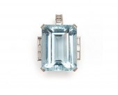 14K WHITE GOLD, AQUAMARINE, AN