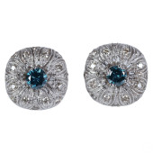 14K WHITE GOLD & BLUE IRRADIAT