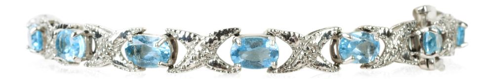 14K WHITE GOLD BLUE TOPAZ AND