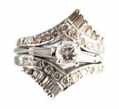 14K WHITE GOLD BRIDAL SET, .45