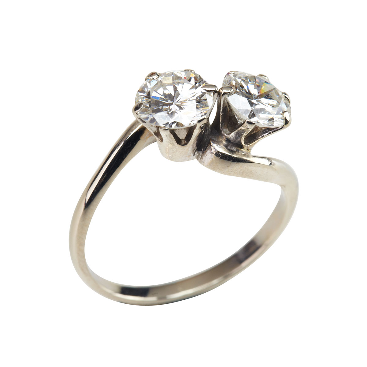 14k White Gold Crossover Ring   