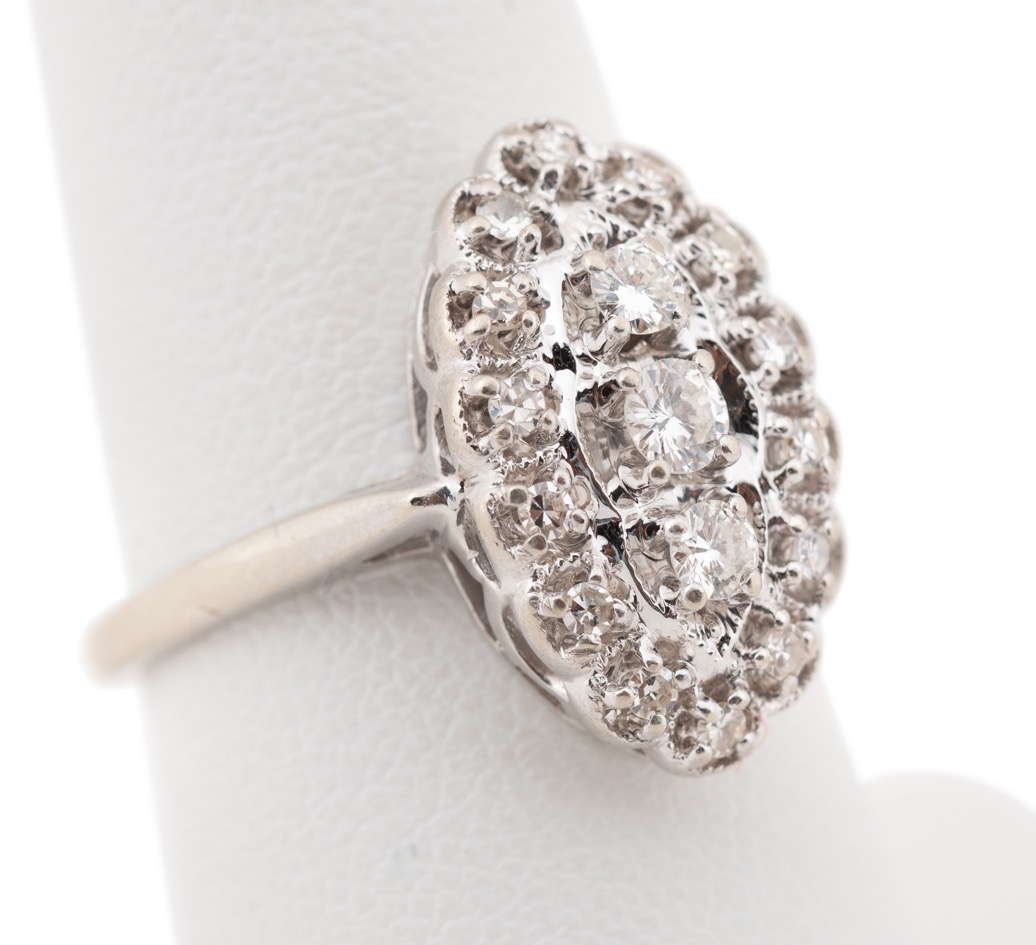 14K WHITE GOLD & DIAMOND PRINCESS