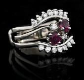 14K WHITE GOLD DIAMOND & RHODO