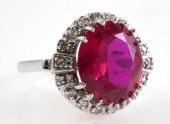 14K WHITE GOLD DIAMOND & RUBY