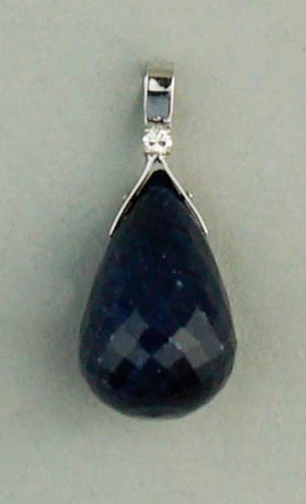 14K WHITE GOLD DIAMOND AND SAPPHIRE