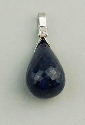 14K WHITE GOLD DIAMOND AND SAP