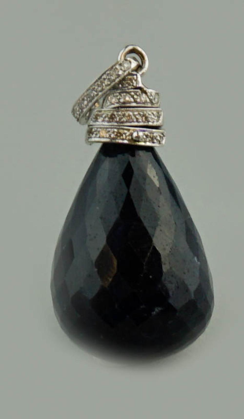 14K WHITE GOLD DIAMOND AND BLUE