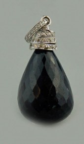 14K WHITE GOLD DIAMOND AND BLU