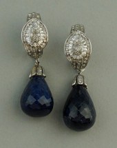 14K WHITE GOLD DIAMOND AND BLU