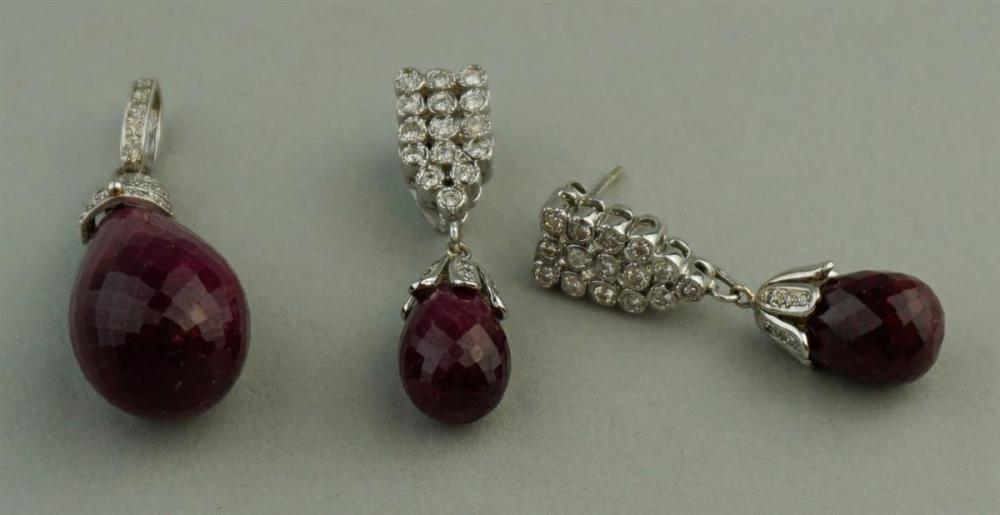 14K WHITE GOLD DIAMOND AND RUBY